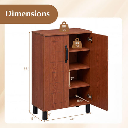 Dreamade 5-Tier Shoe Storage Cabinet | Freestanding Wooden Entryway Cabinet w/Storage