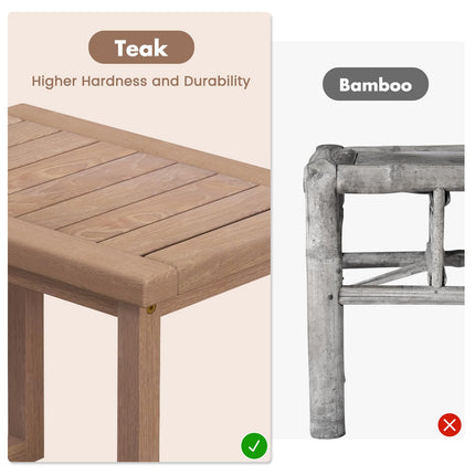 Dreamade Teak Shower Bench for Inside Shower, 19" Waterproof Teak Shower Stool with Non-Slip Foot Pads