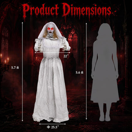 DREAMADE 5.6FT Halloween Standing Double-Face Ghost Bride