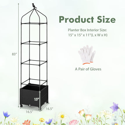 Dreamade Raised Garden Bed with Tomato Cages, Obelisk & Bird Top
