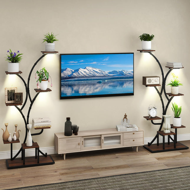 Dreamade Plant Stand Indoor with Grow Lights 8-Tier 58" Tall Corner Metal Plant Shelf