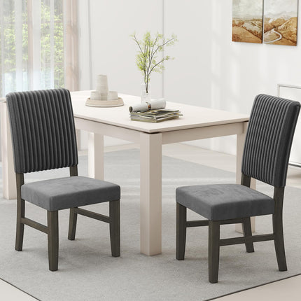 Dreamade Dining Chairs Set of 2/4 Mid-Century Velvet Fabric Upholstered Chairs with Rubber Wood Legs Thick Padded Seat