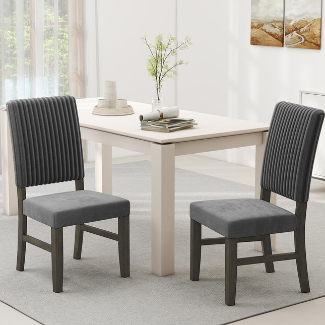 Dreamade Dining Chairs Set of 2/4 Mid-Century Velvet Fabric Upholstered Chairs with Rubber Wood Legs Thick Padded Seat