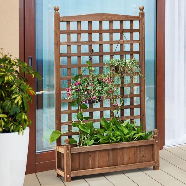 DREAMADE Raised Garden Bed with Trellis, 25" x 11" x 48" Planter