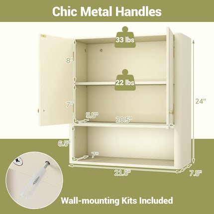 Dreamade Fluted Bathroom Wall Cabinet with Open Shelf