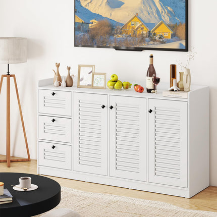 Dreamade 63'' Buffet Cabinet with Storage Modern Sideboard Cabinet with 3 Doors & 3 Pull-Out Drawers