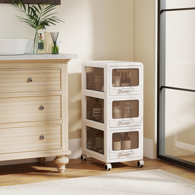 Dreamade 3/4/5-Tier Plastic Drawer Storage Organizer Rolling Cart with Drawers & Lockable Wheels