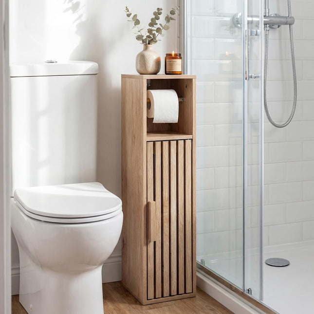 Dreamade Slim Bathroom Freestanding Toilet Paper Holder Stand with Door