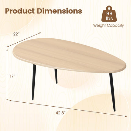 Dreamade Oval Mid Century Modern Coffee Table Sturdy Metal Frame and Compact Design