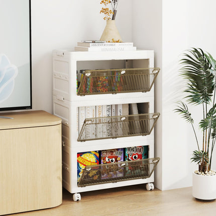 Dreamade 33 Gal 3 Tier Stackable Storage Boxes with Wheels