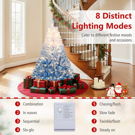 Dreamade Pre-Lit Snow Flocked Christmas Tree | Artificial Hinged Xmas Full Tree