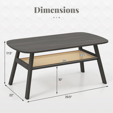 Dreamade Rattan Coffee Table for Living Room