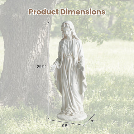 Dreamade Virgin Mary Garden Statue 29.5" | Blessed Mother Outdoor Religious Statue with Serpent