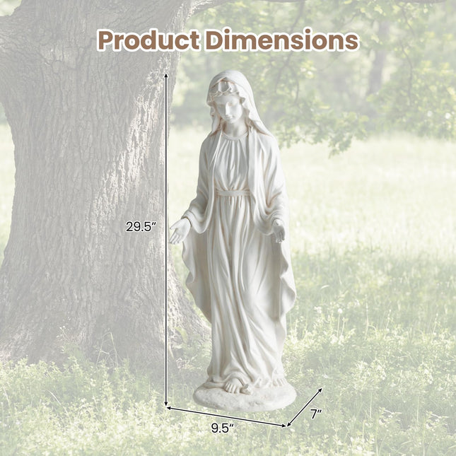 Dreamade Virgin Mary Garden Statue 29.5" | Blessed Mother Outdoor Religious Statue with Serpent