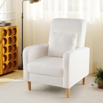 Dreamade Modern Accent Chair with Lumbar Pillow Teddy Fleece Cover