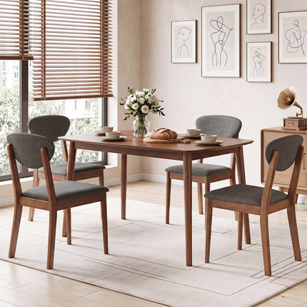 Dreamade Mid-Century Modern Kitchen Table and Upholstered Chairs Set for 4