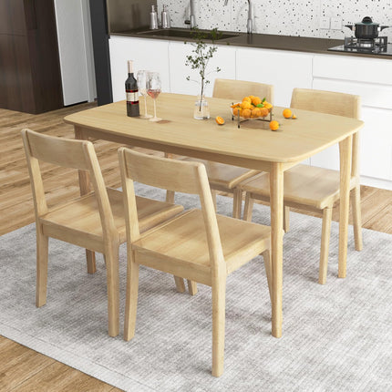 Dreamade 48" L Rectangular Wooden Dining Table, Solid Rubber Wood Kitchen Table (Natural)