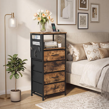 Dreamade Modern 34" Bedside Table with 4 Fabric Drawers (1/2)