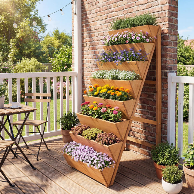 Dreamade 8-Tier Wooden Vertical Raised Garden Bedwith Legs