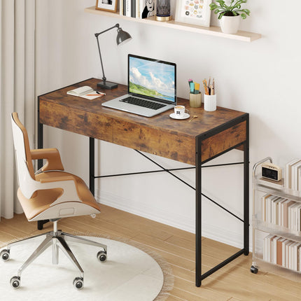 Dreamade Computer Desk with 2 Drawers for Small Spaces
