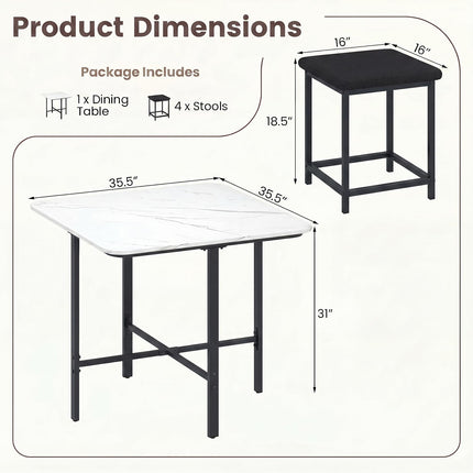 Dreamade Space-Saving Kitchen Table and Chairs Set for 4
