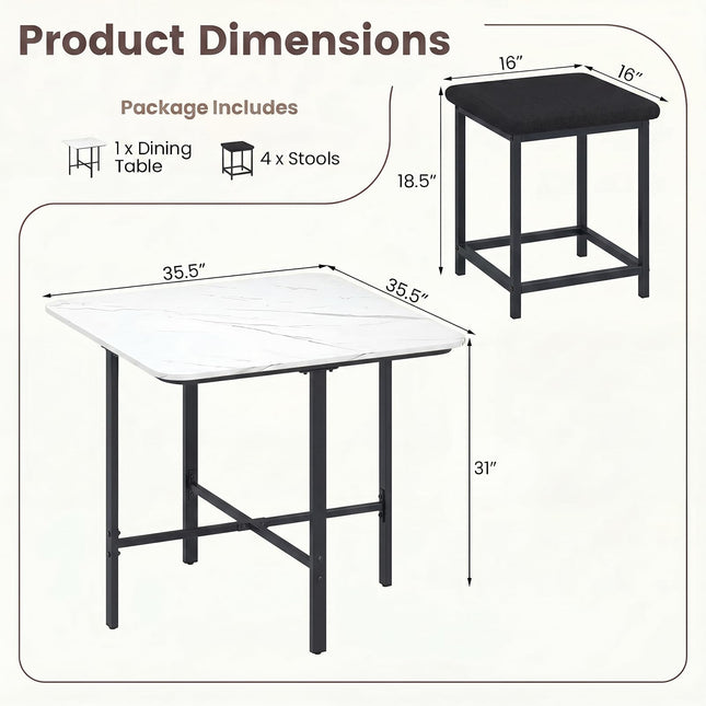 Dreamade Space-Saving Kitchen Table and Chairs Set for 4
