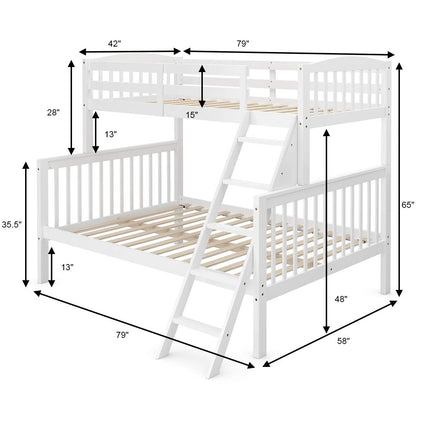 Dreamade Bunk Bed, Solid Wood Detachable Bed Frame with High Guardrails & Integrated Ladder