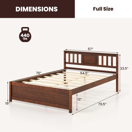 Dreamade Solid Wood Platform Bed Frame, Mid Century Full Bed Frame with Headboard