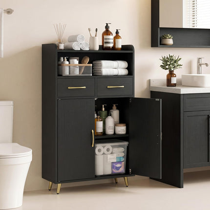 Dreamade Freestanding Bathroom Storage Cabinet with 2 Drawers and 2 Doors
