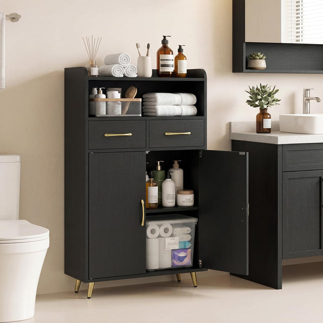 Dreamade Freestanding Bathroom Storage Cabinet with 2 Drawers and 2 Doors