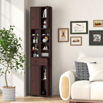 Dreamade Slim Bathroom Storage Cabinet - 71" Tall Narrow Floor Cabinet Cupboard with 2 Doors