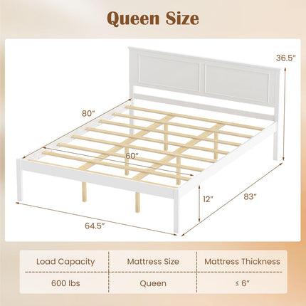 Dreamade Wood Queen/Full/Twin Size Bed Frame with Wooden Slat Support