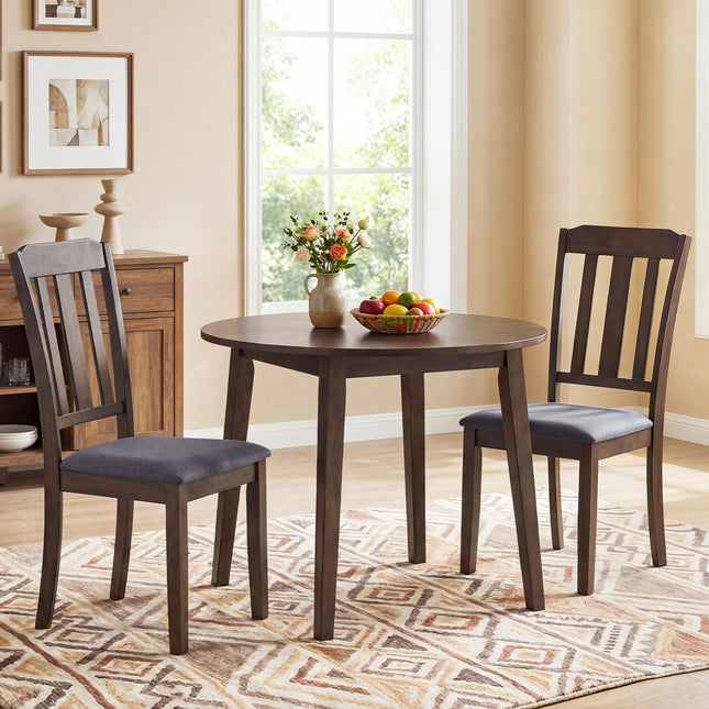 Dreamade Rubber Wood Dining Room Chairs with Comfortable Backrest & Padded Seat