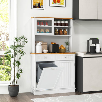 Dreamade 68” Tall Kitchen Pantry, Buffet Hutch w/Tilt Out Trash Can Storage Cabinet, 2 Drawer, Shelves