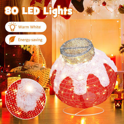 Dreamade Indoor Outdoor Christmas Decoration, Pop-Up Christmas Ball Ornament with 80 LED Lights and Timer,