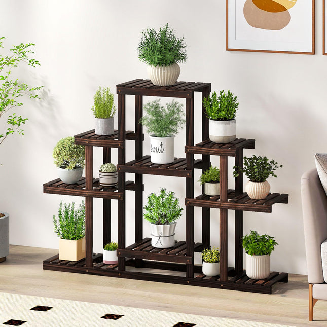 Dreamade Plant Stand Indoor & Outdoor 6 Tier Wood Flower Pot Stand for Multiple Plants