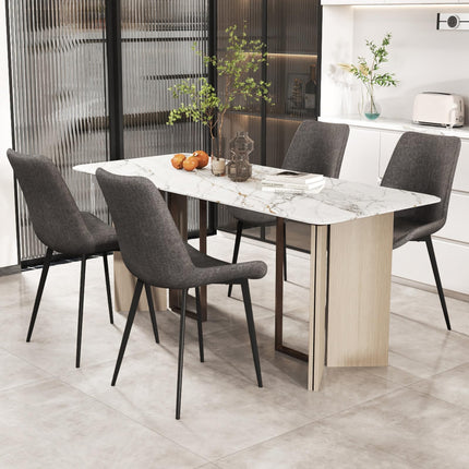 Dreamade Dining Chair Set of 4 Upholstered Kitchen Side Chairs w/Metal Legs Padded Seats & Backs