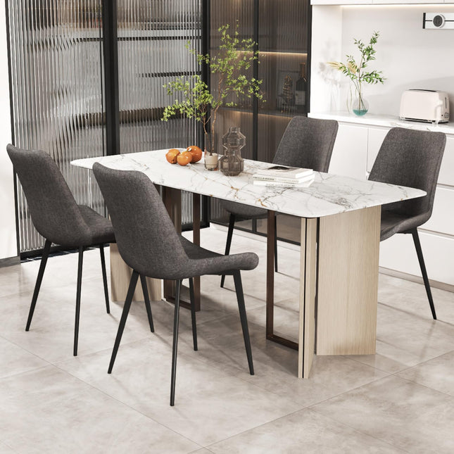 Dreamade Dining Chair Set of 4 Upholstered Kitchen Side Chairs w/Metal Legs Padded Seats & Backs