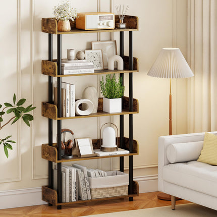 Dreamade 5-Tier Bookshelf with Anti-Tipping Kit & Open Storage Organizer for Living Room Bedroom
