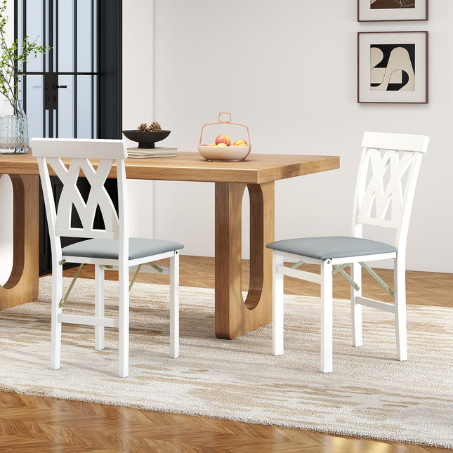 Dreamade Folding Dining Chairs with Rubber Wood Frame