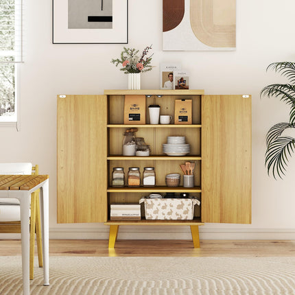 Dreamade Sideboard Buffet Cabinet, Kitchen Storage Cabinet with Double Doors & Removable Shelves (Natural Oak,1)