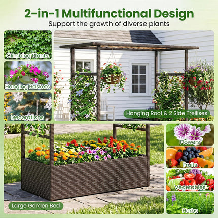 Dreamade Raised Garden Bed with Trellis & Hanging Roof
