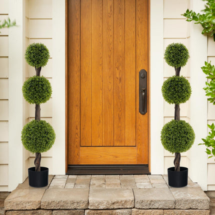 Dreamade 4ft Artificial Boxwood Topiary Ball Tree, Faux Potted Plants Cypress Tree with Weighted Pot