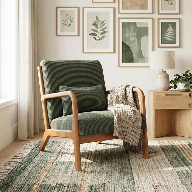 Dreamade Modern Accent Chair Corduroy Upholstered Lounge Chair