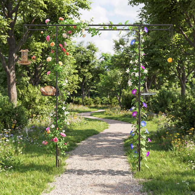 Dreamade 84'' Garden Arbor with Bird Feeding Station