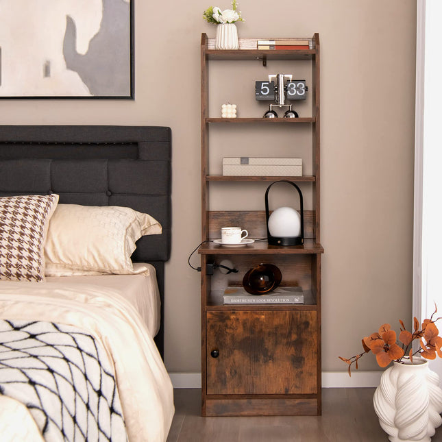 Dreamade Nightstand with Charging Station - 55" Tall Bedside Table