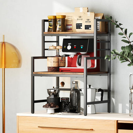 Dreamade 3-Tier Microwave Stand, Space-Saving Microwave Oven Rack with 2 Open Shelves & Heavy-Duty Metal Frame