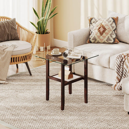 Dreamade Small Coffee Table 24" Glass End Table