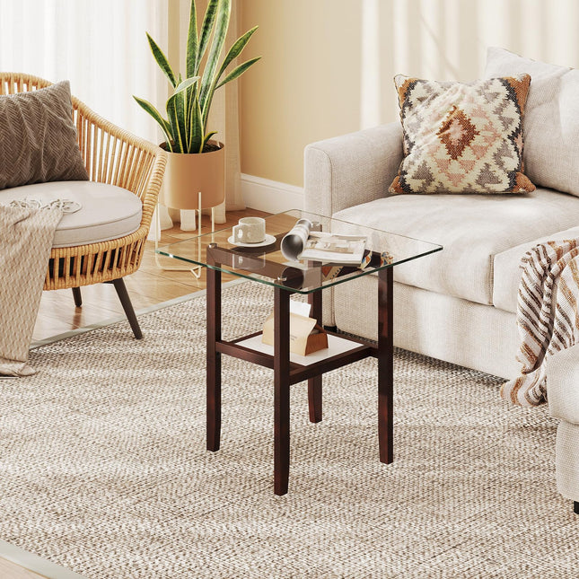 Dreamade Small Coffee Table 24" Glass End Table