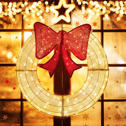 Dreamade 48 Inch Pre-Lit Christmas Wreath, Indoor/Outdoor Xmas Decoration with 200 LED Lights